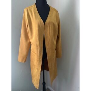 SOLITAIRE Women's Mustard Yellow Open Front Duster Cardigan Jacket XL